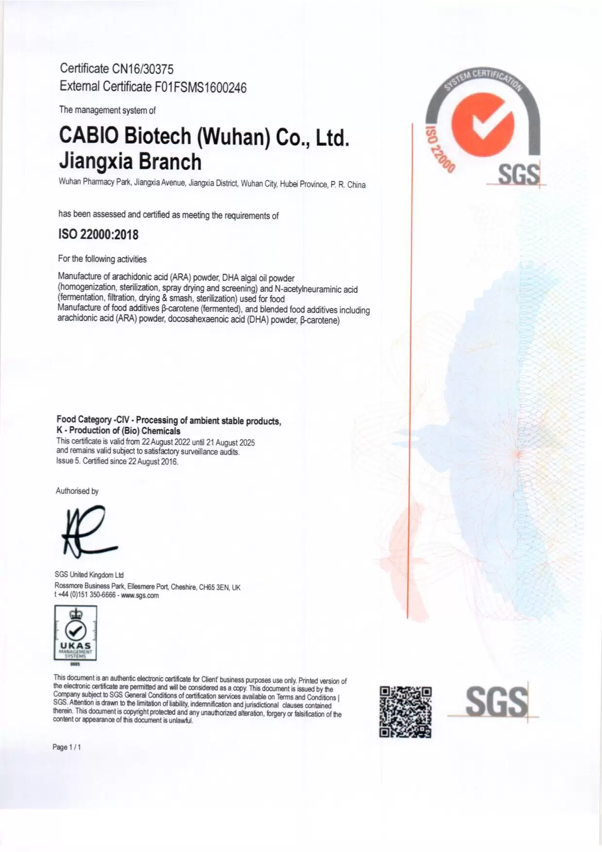 ISO 22000-SGS